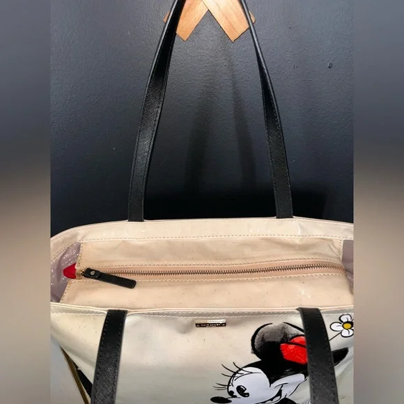 Kate Spade x Disney Minnie Mouse Francis Womens Tote Bag Cream Storybook lining - Picture 6 of 16